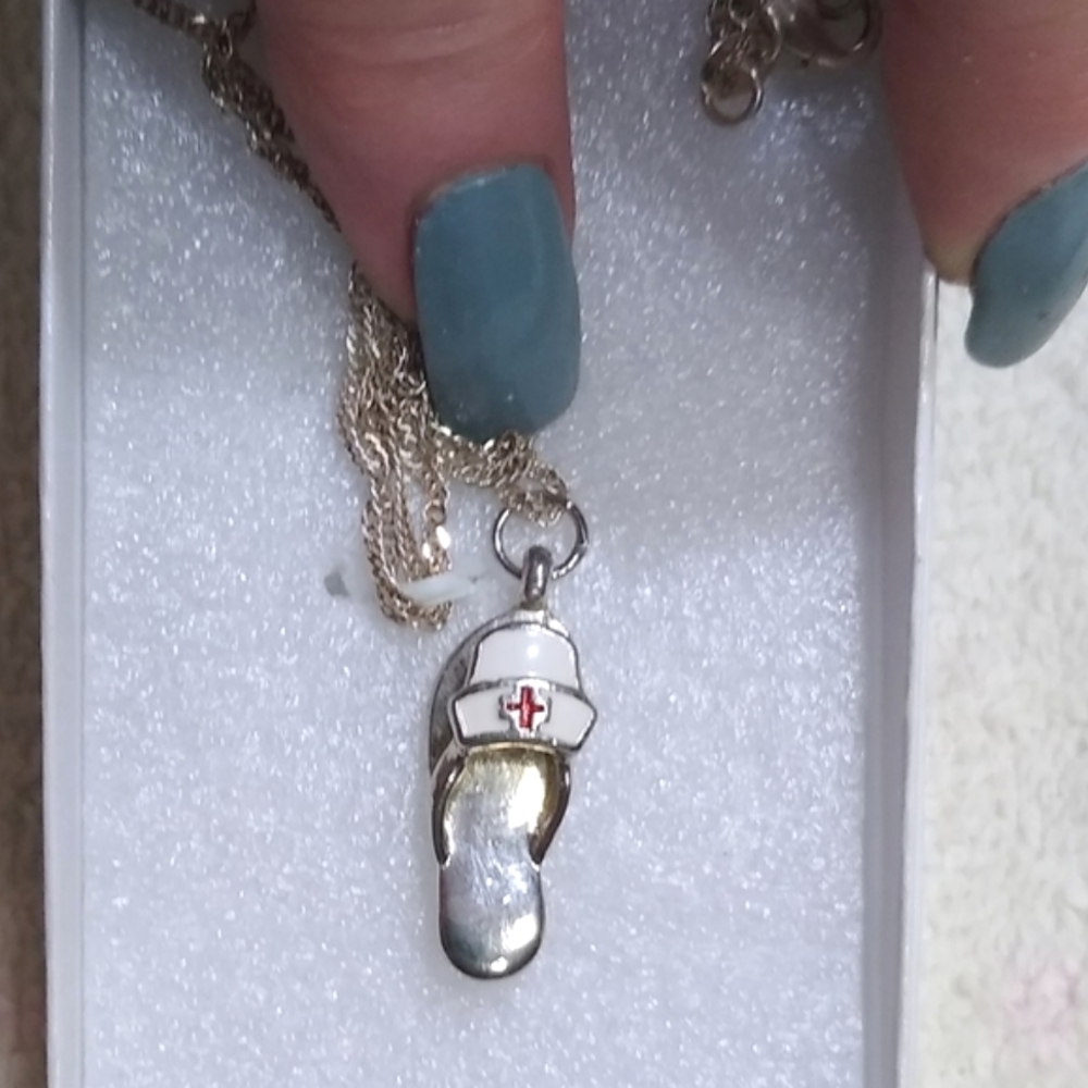 Nurse theme Silver Flip Flops Necklace